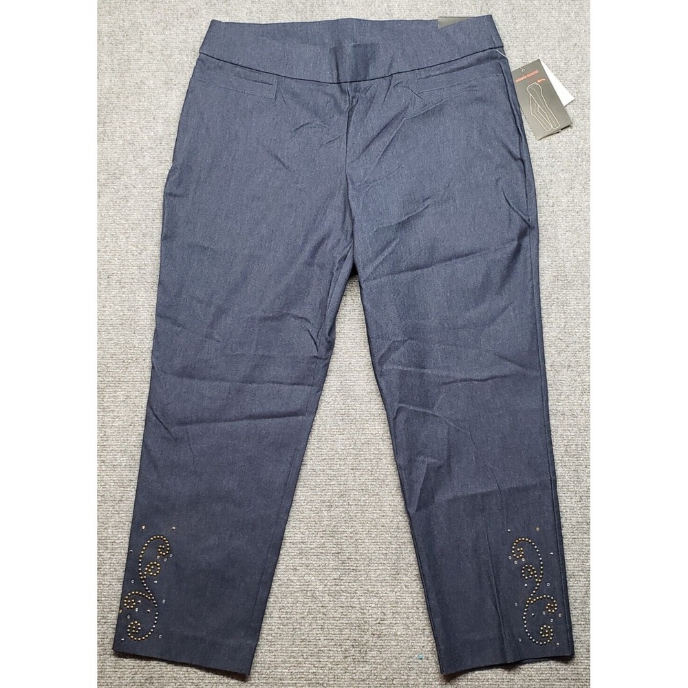 Briggs Ankle Pants Womens 14 Blue Pull On Stretch Straight Leg Comfort New